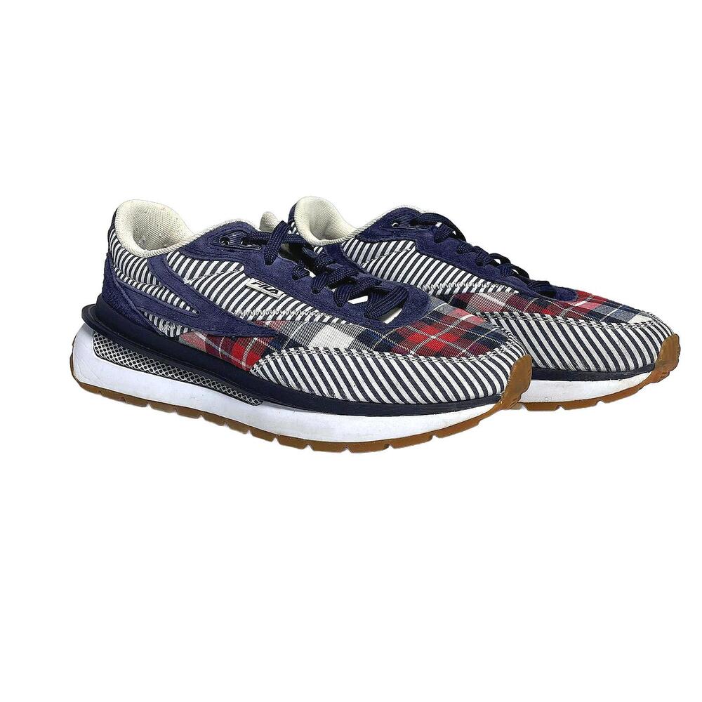 Women's Fila Renno Collegiate Plaid & Leather Size 7 Sneakers Red, White & Blue